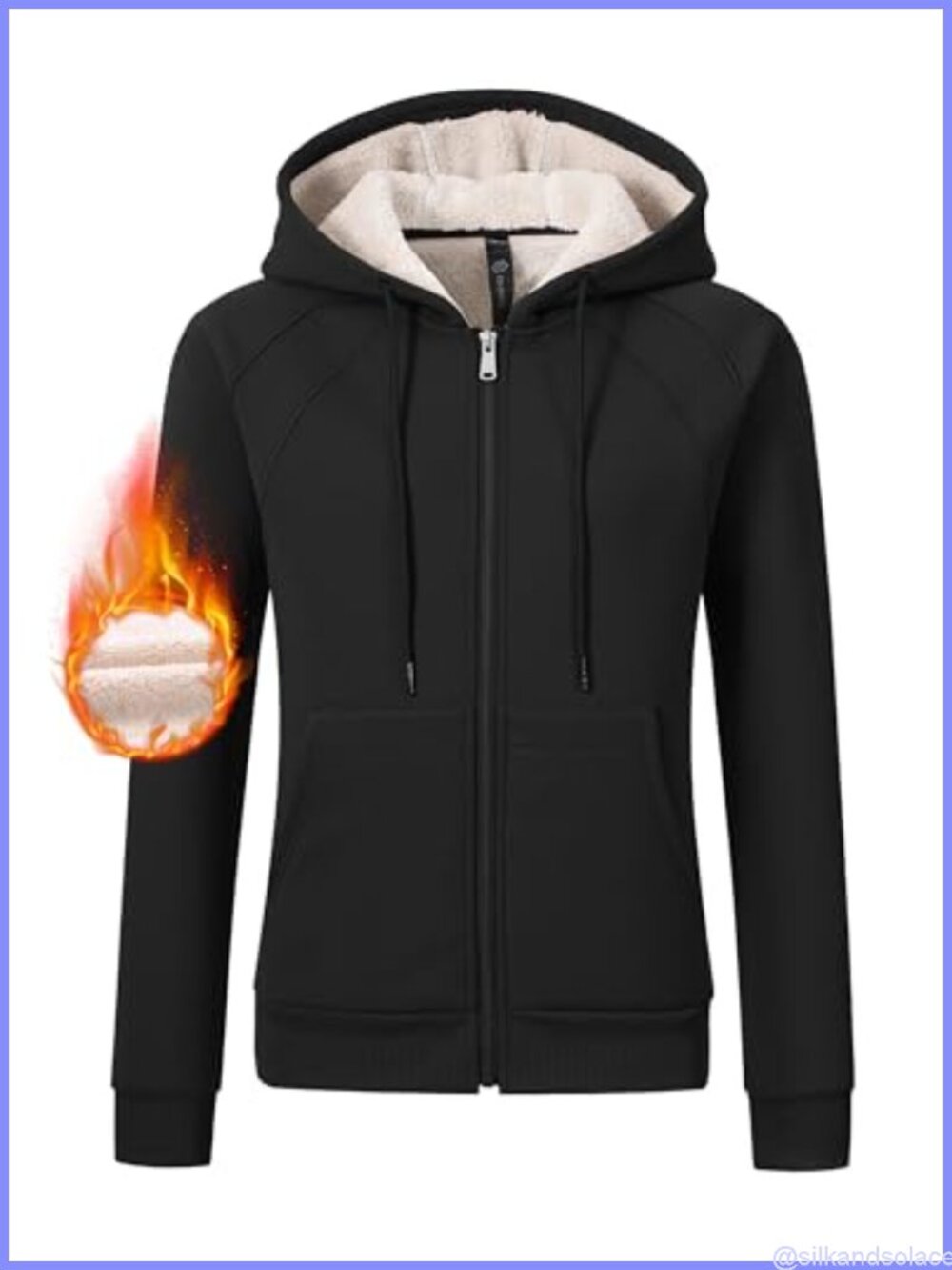 Women's Zip Up Fleece Hoodie Sherpa Jacket Warm Winter Coat